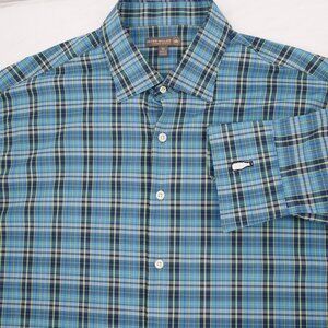 Peter millar summer comfort shirt men XL long sleeve button up plaid nylon blend
